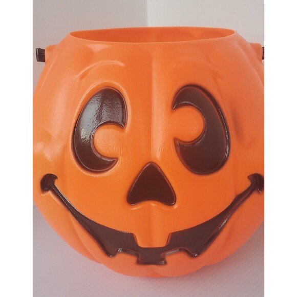 VTG Grand Venture Halloween Blow Mold 10" Orange Pumpkin Pail USA 1997 Bucket - Picture 8 of 8